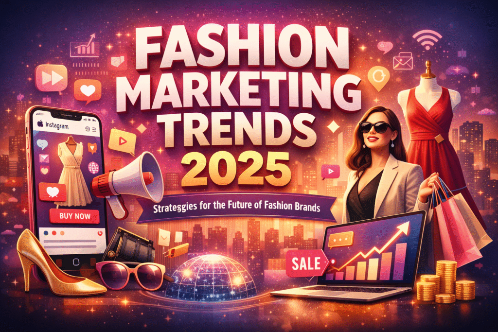 Fashion marketing trends 2025 showing digital marketing strategies for modern fashion brands