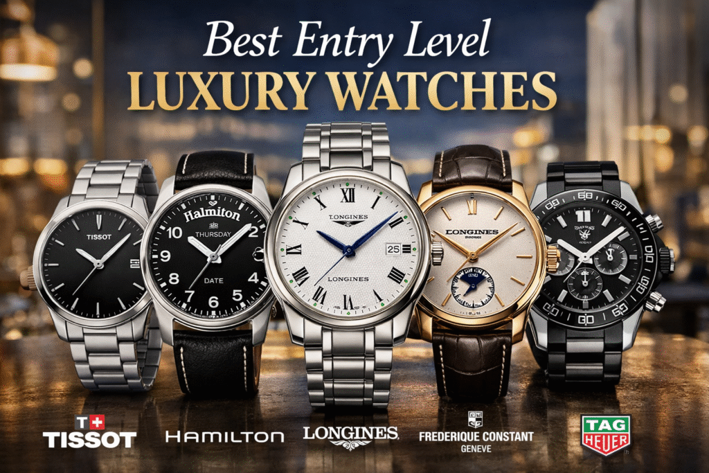 Best entry level luxury watch brands including Rolex, Omega, Cartier and TAG Heuer