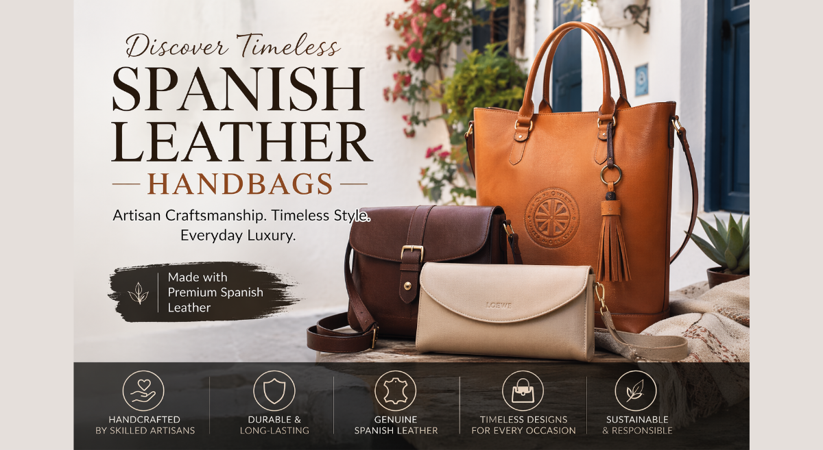 Spanish leather handbags made with artisan craftsmanship, featuring durable leather, elegant design, and timeless everyday style